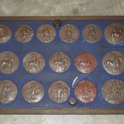Victorian Wellington chest in figured elm by R Crosby & Son with 160 seal impressions.