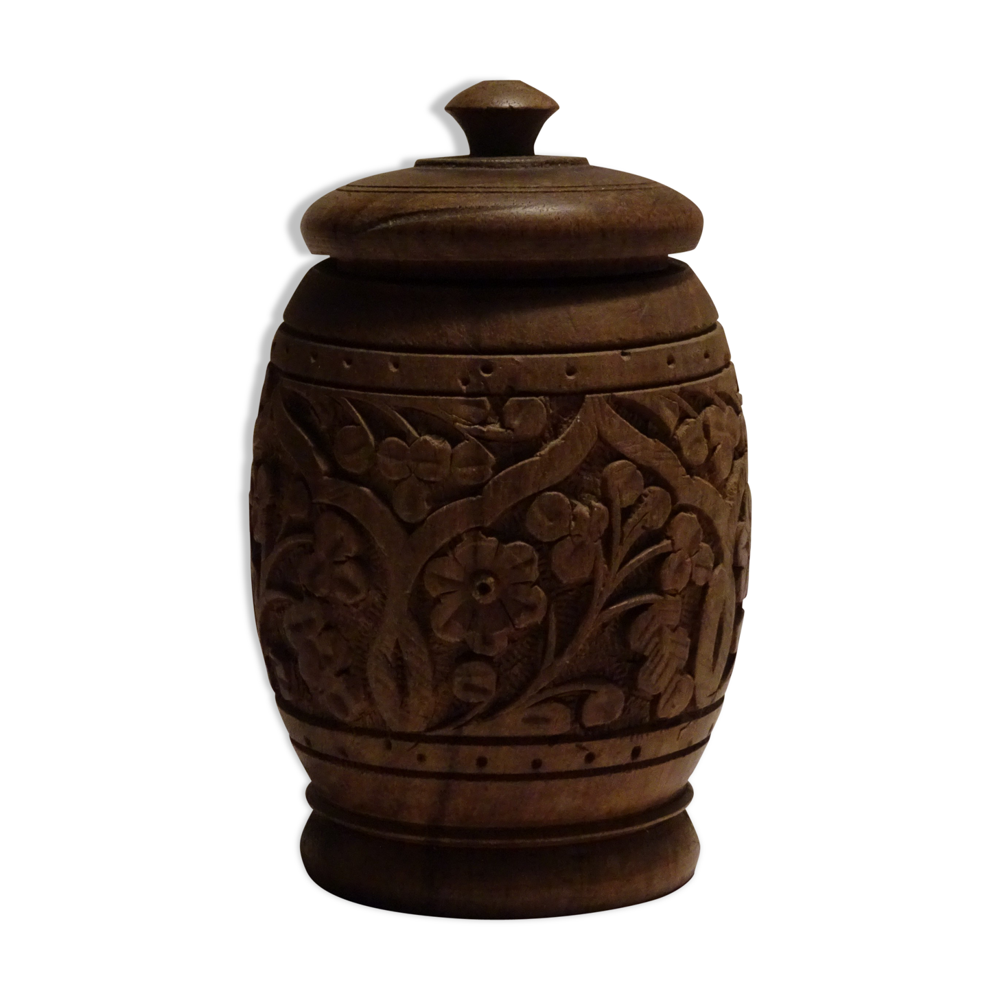 Indian wood box in round shape