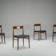 Mid-Century Palisander Dining Chair with Lether, 1950s, Set of 4