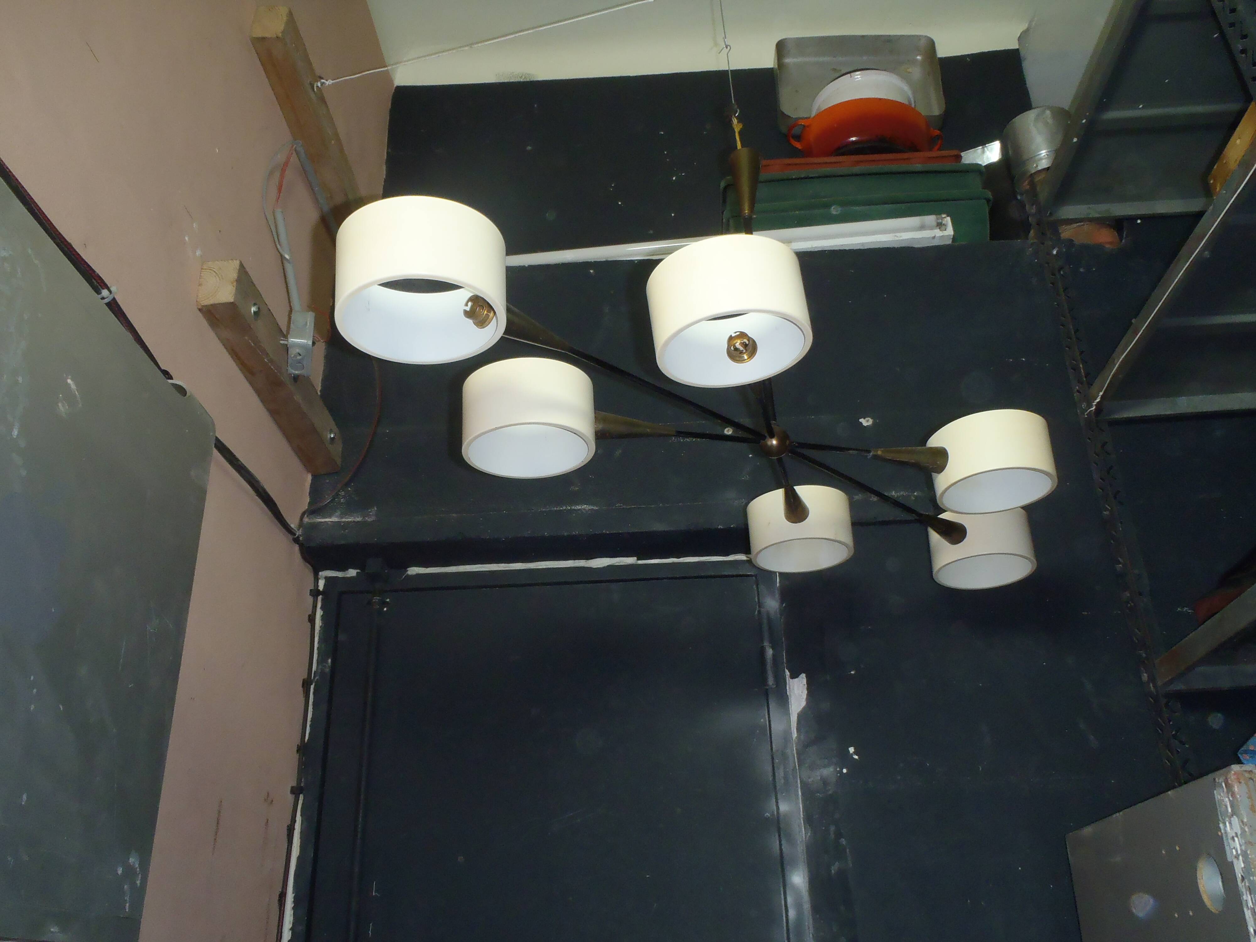 6-light art deco chandelier from the 30s/40s