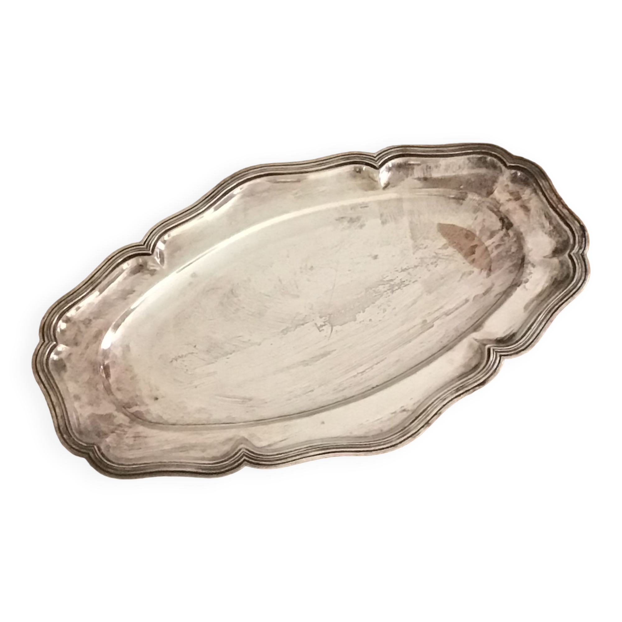 Large silver tray with hallmark