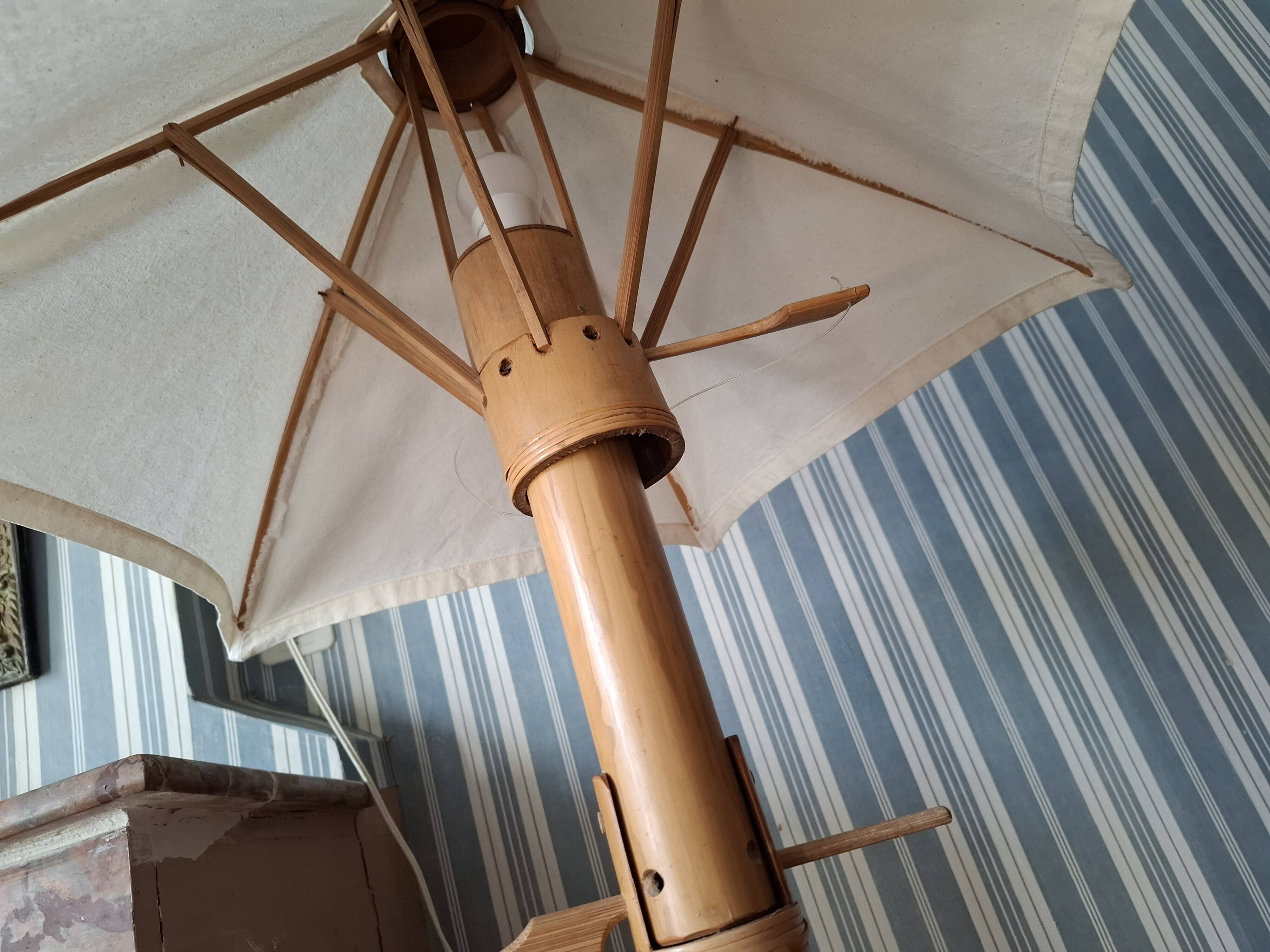 Vintage 70's adjustable bamboo floor lamp