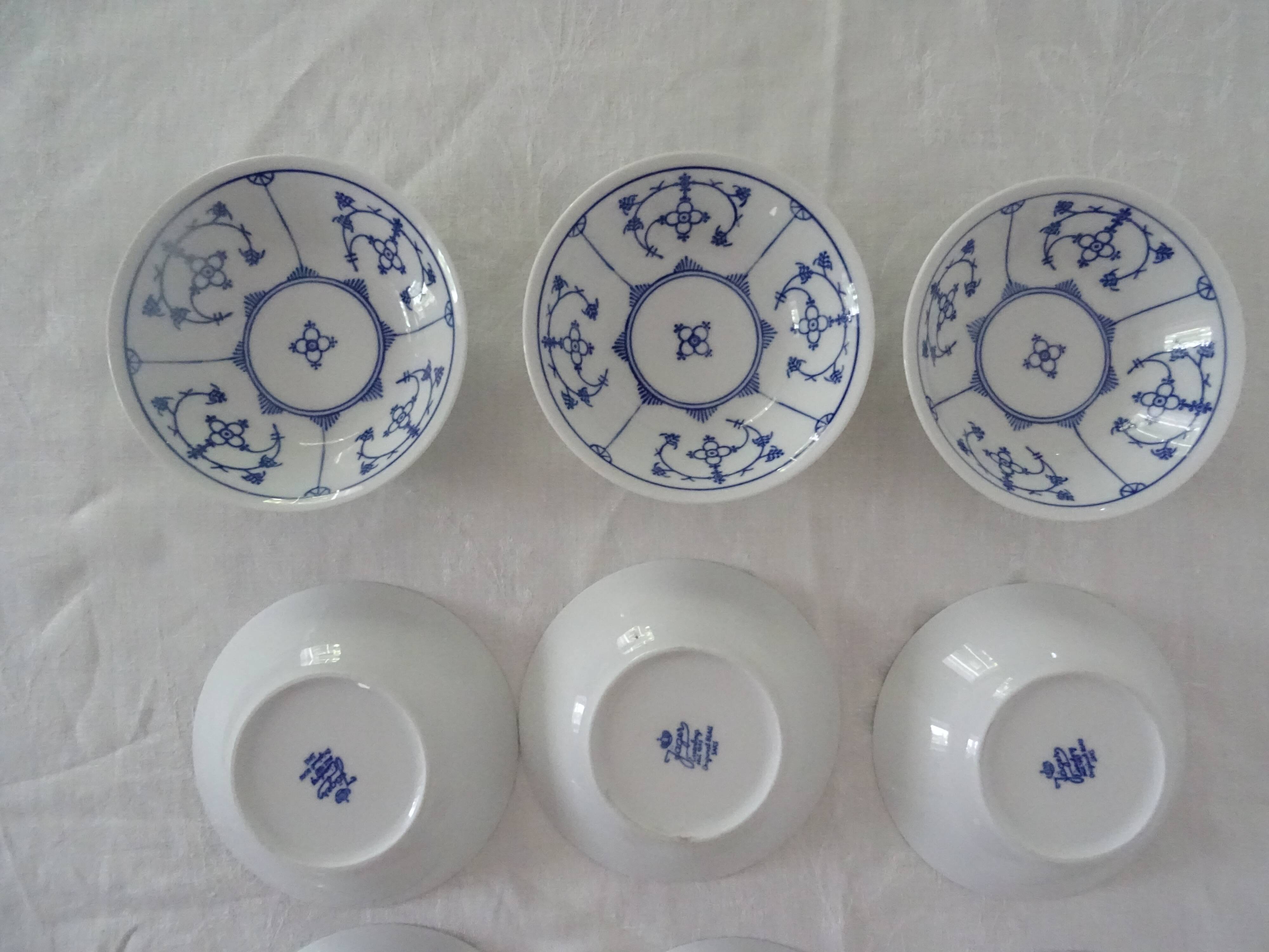 9 jäger cups porcelain 3563 saxony bavaria blue decor