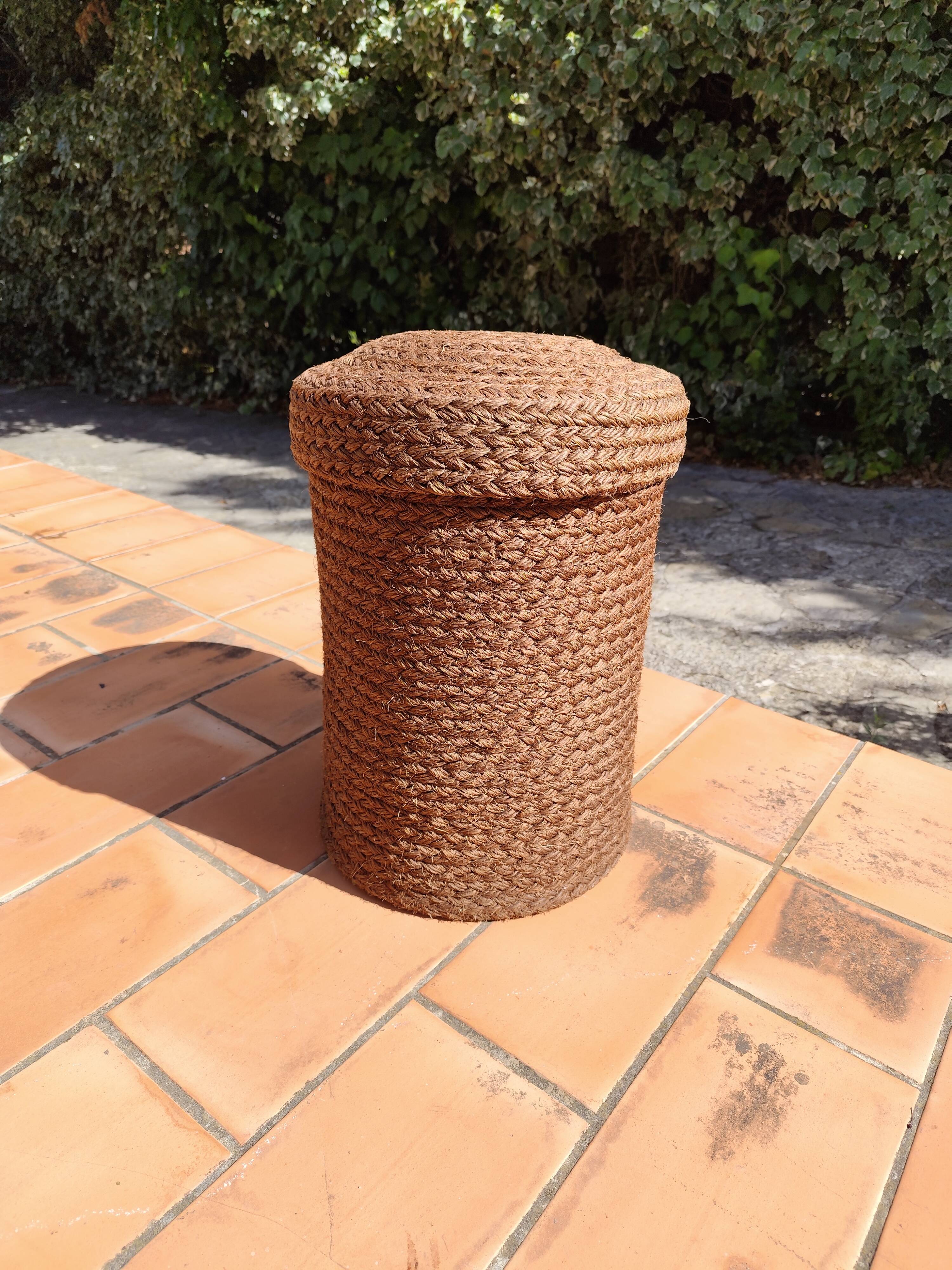 Vintage rope cylindrical basket