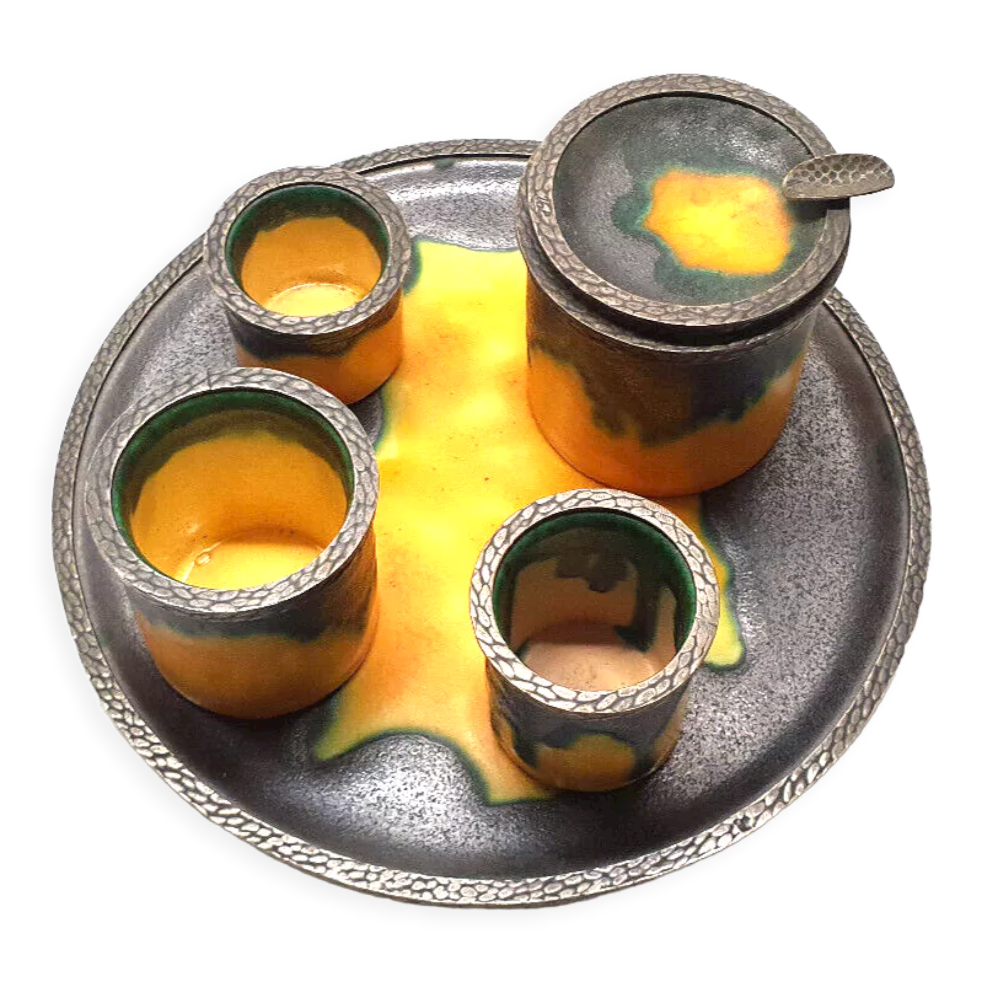 Former smoking tobacco service of Louis Dage 6 pieces art deco collection