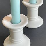 Pair of White Ceramic Candlesticks