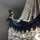 Old hot air balloon chandelier with crystal and bronze tassels