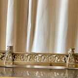 3 accessoires de cheminée en bronze doré 2 chenets et 1 barre de foyer