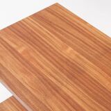 Vintage side table on wheels. Chrome-plated iron tube and wood. France, 1970s.