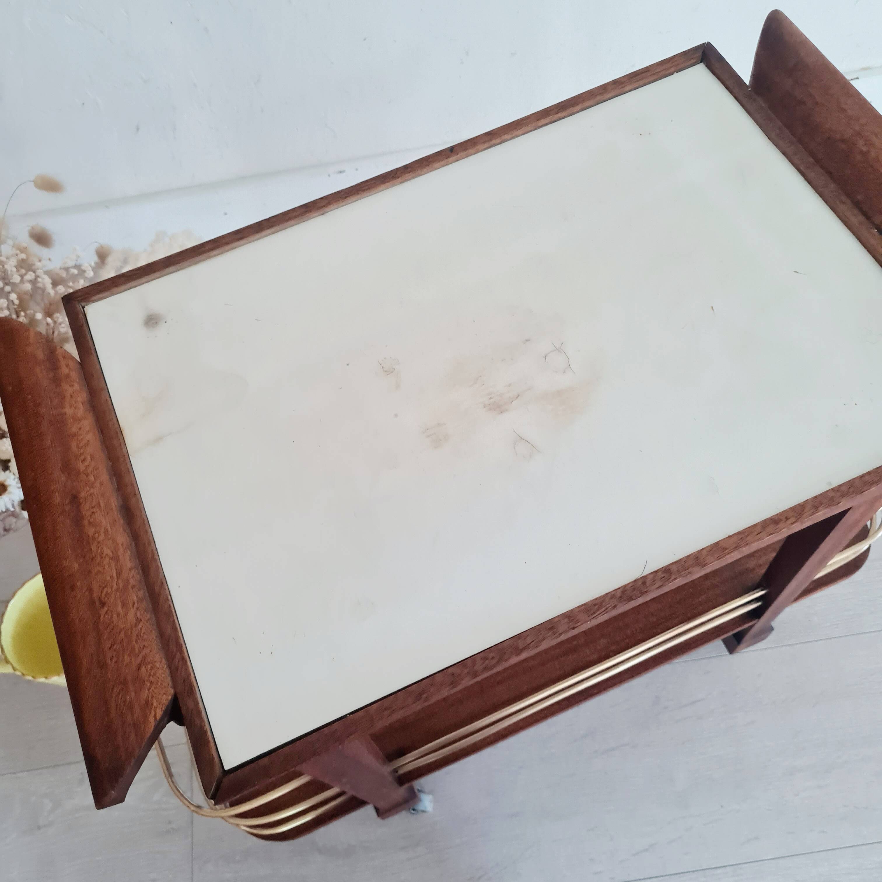 Desserte Art déco bois et laiton - petit modèle