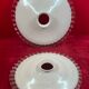 Ceiling lampshade, old opaline glass serrated 25.5 cm set of 2