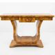An Art Deco console made of beech wood and elm burl with a drawer.