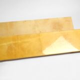 Two 1960s large Aldo Tura shelves made of wood and goatskin in beige