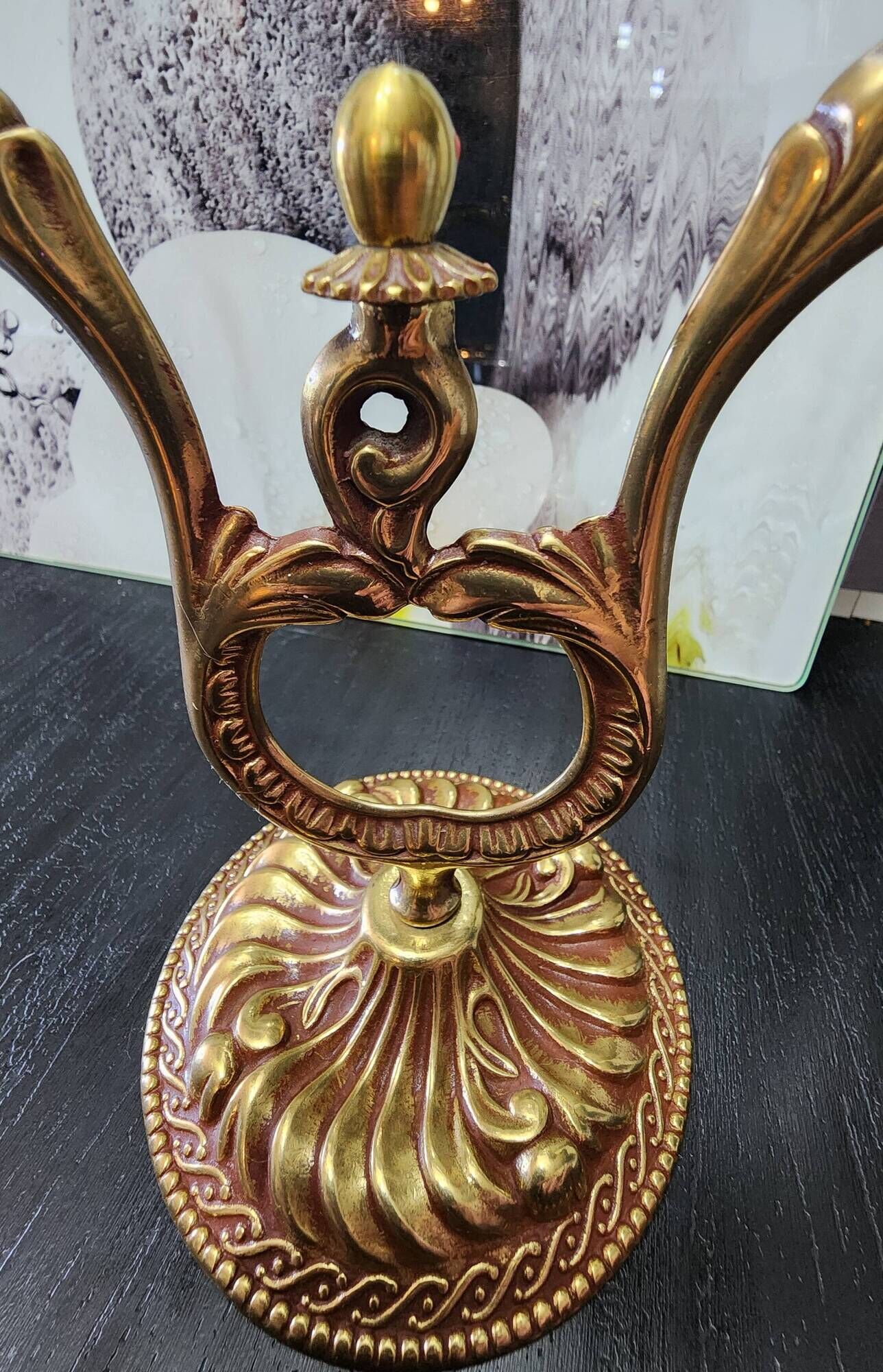 antique candlestick candelabra 2 lights gold metal vintage baroque 22 cm