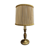 Vintage bedside table lamp brass lampshade pleated silk