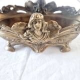 French Art Nouveau bronze planter decorated with a female mermaid
