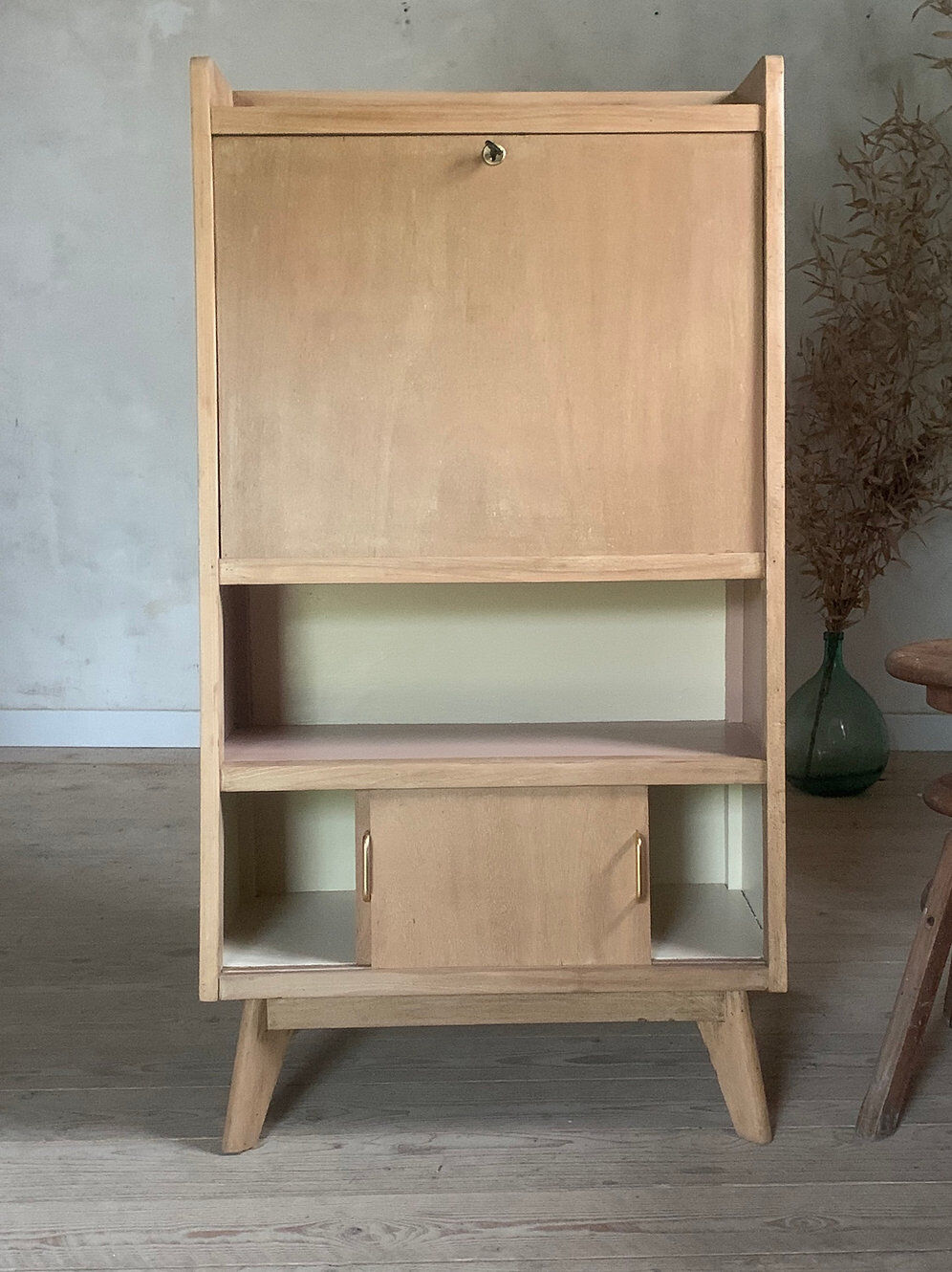 Vintage pyramidal secretary desk and bookcase