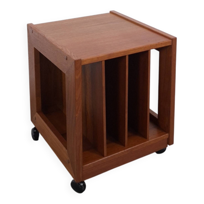 Meuble en teck LP sur roulettes, table d'appoint, table de nuit, meuble 2