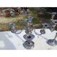 Pair of silver-plated metal candlesticks