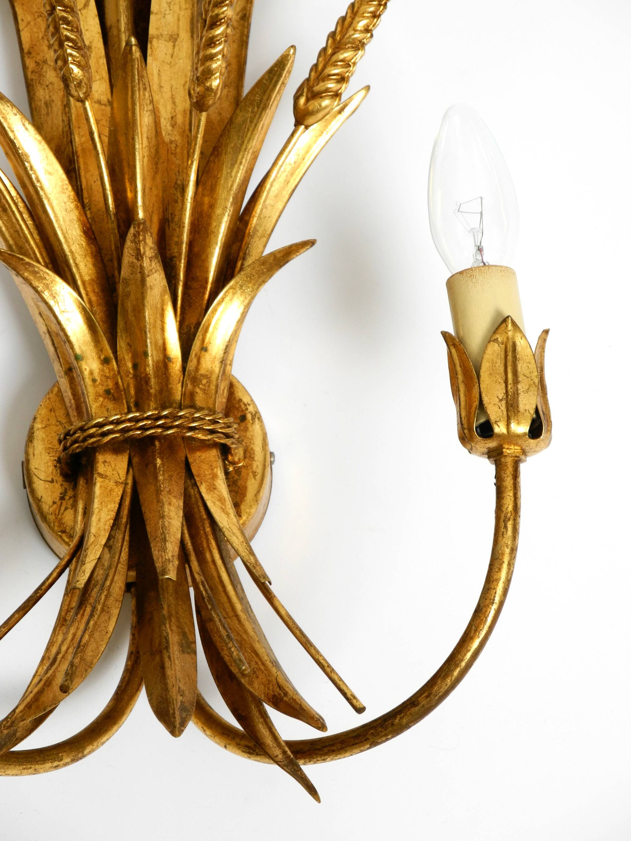 Beautiful large 70s gold-plated 2-armed metal wall lamp by Hans Kögl