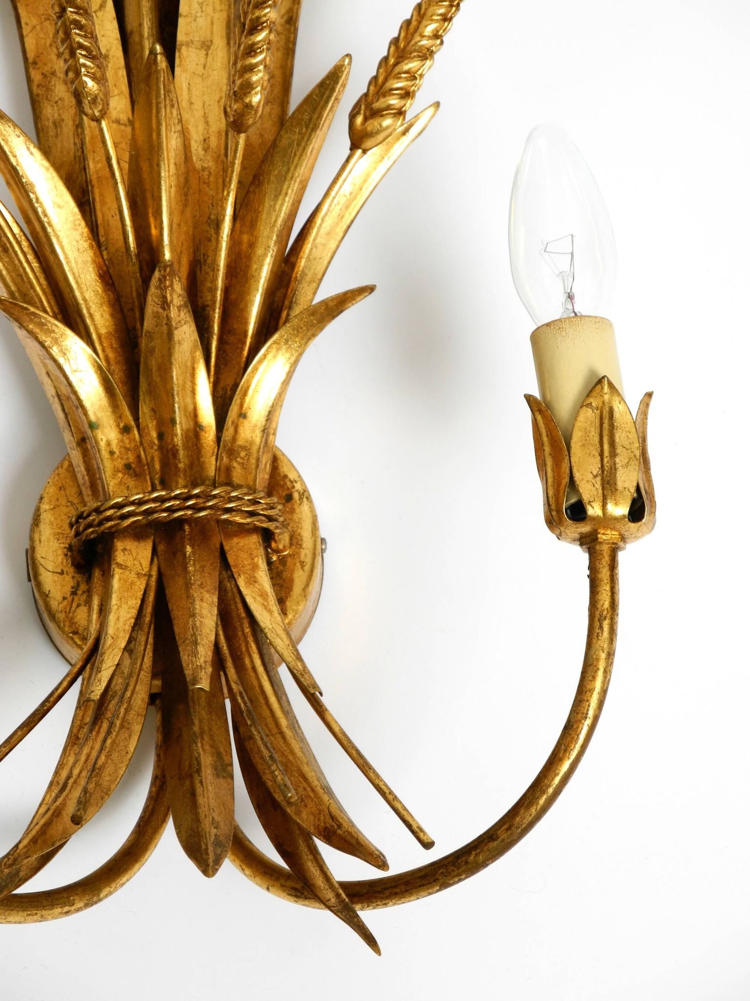 Beautiful large 70s gold-plated 2-armed metal wall lamp by Hans Kögl