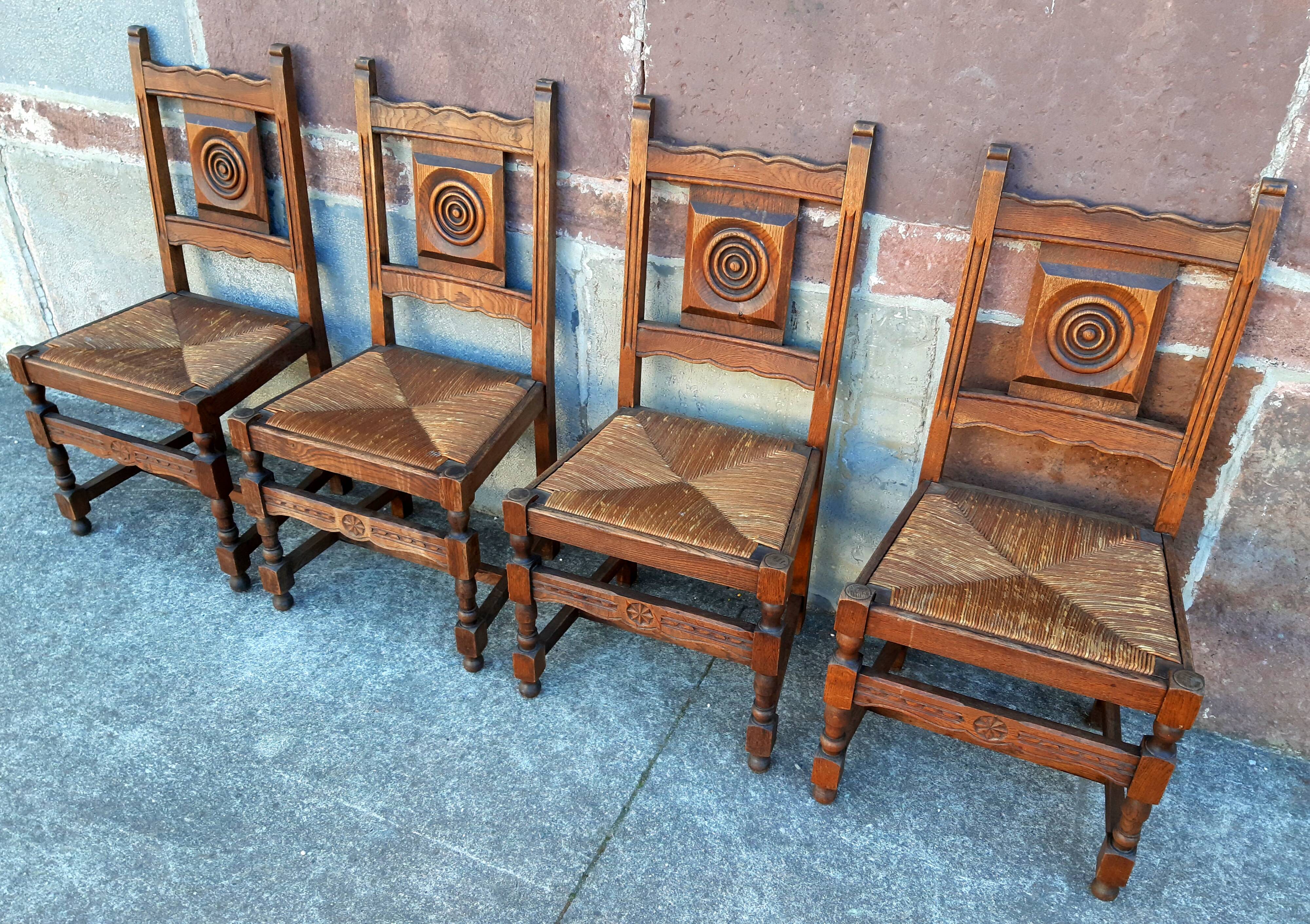 4 Basque oak chairs