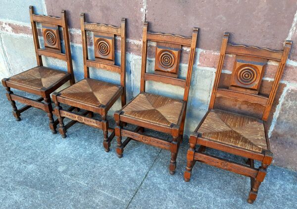 4 chaises basque en chêne