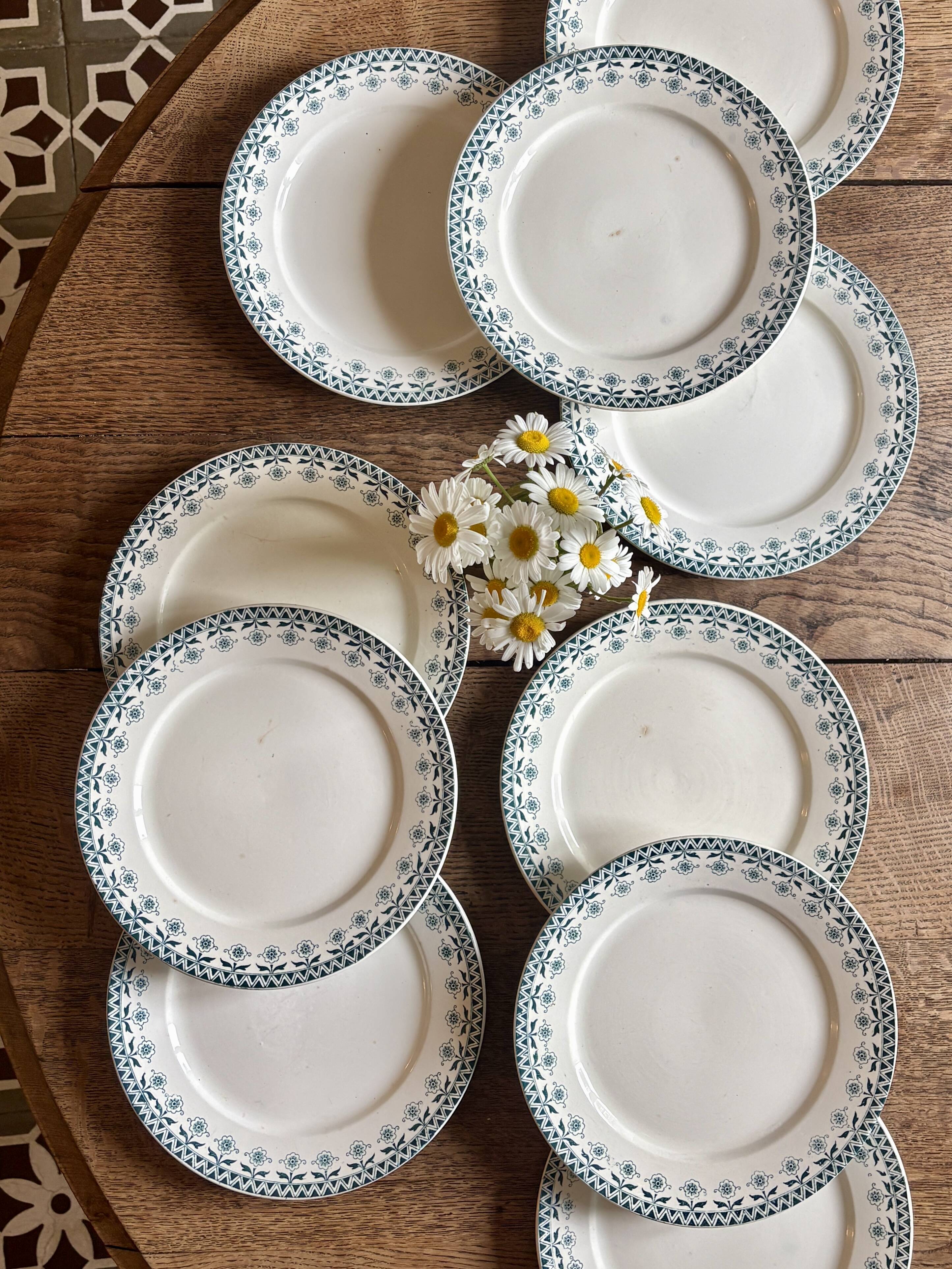 Set of 10 vintage ironstone plates by Henry of Sarreguemines.