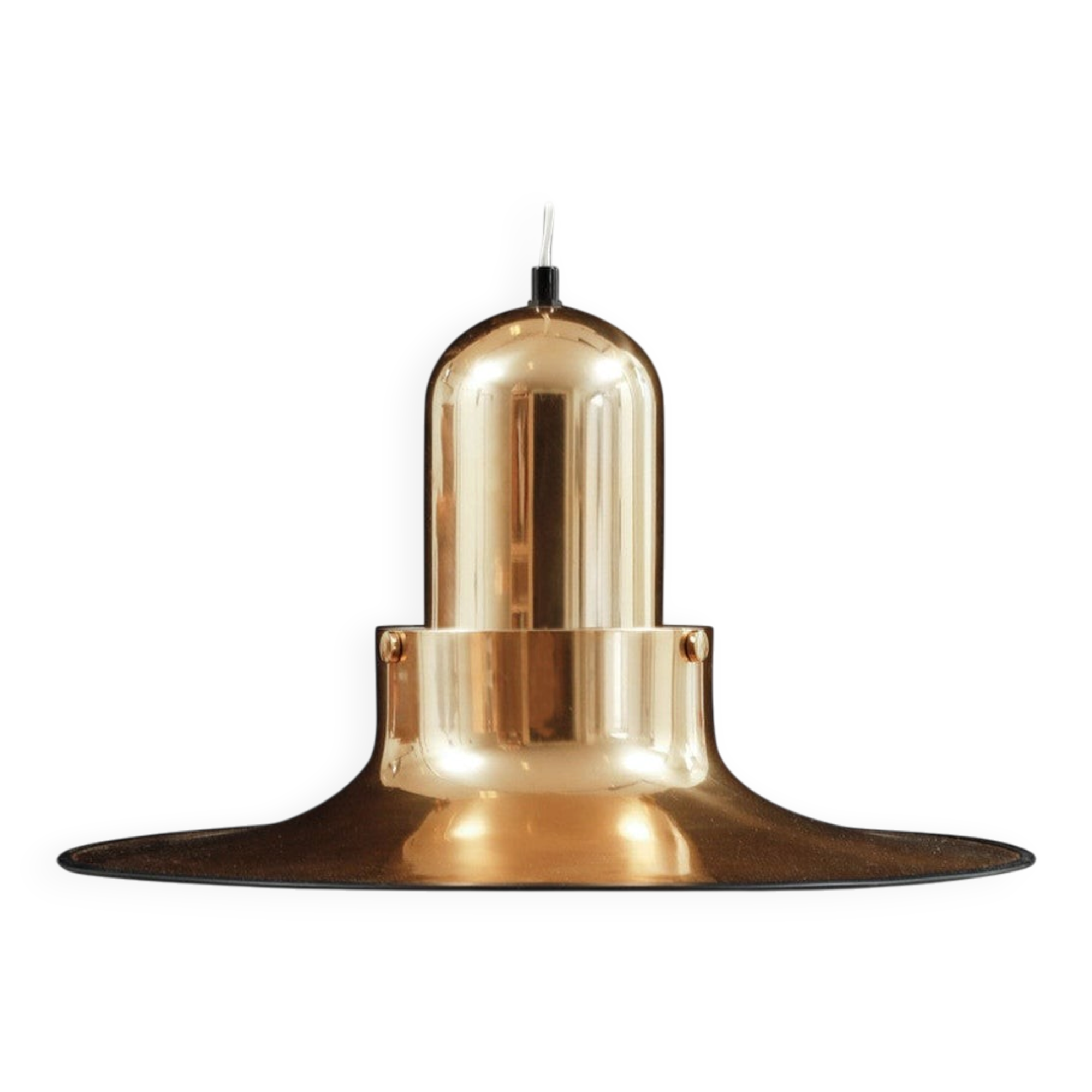 Scandinavian Modern Golden Pendant Lamp by PO Ström, 1970's