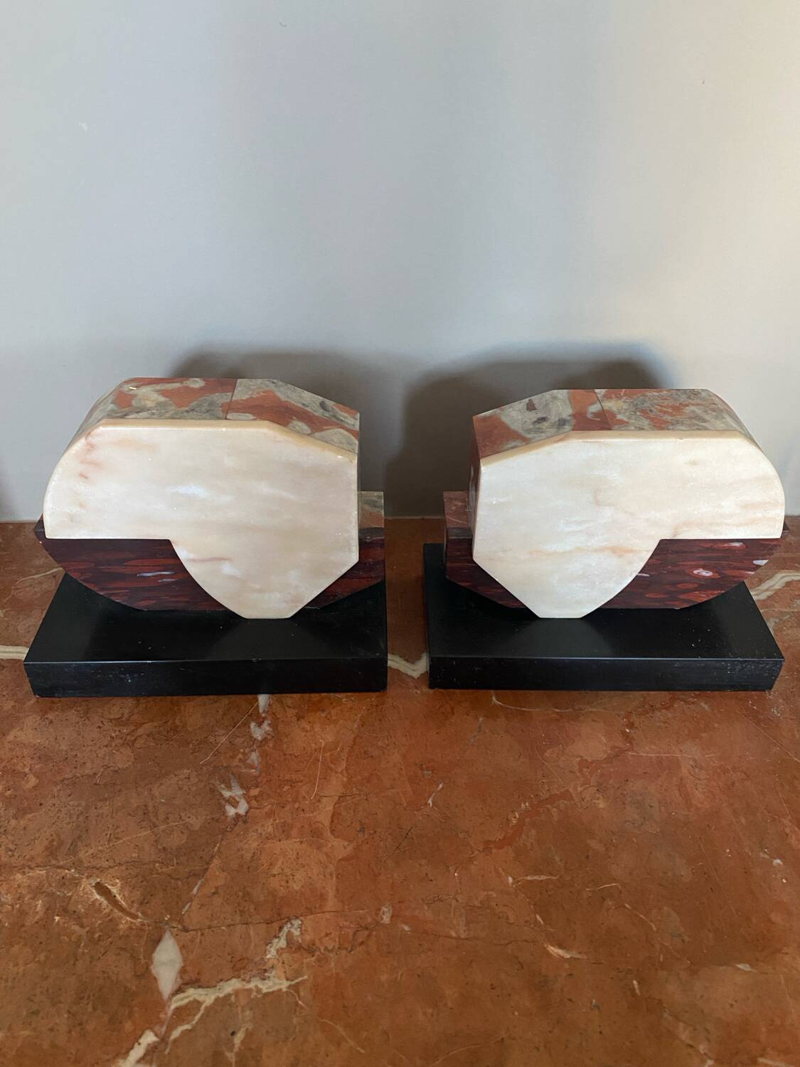 Pair of luxury art deco marble bookends