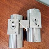 Space Age double wall lamp, in brushed aluminum, 1970s