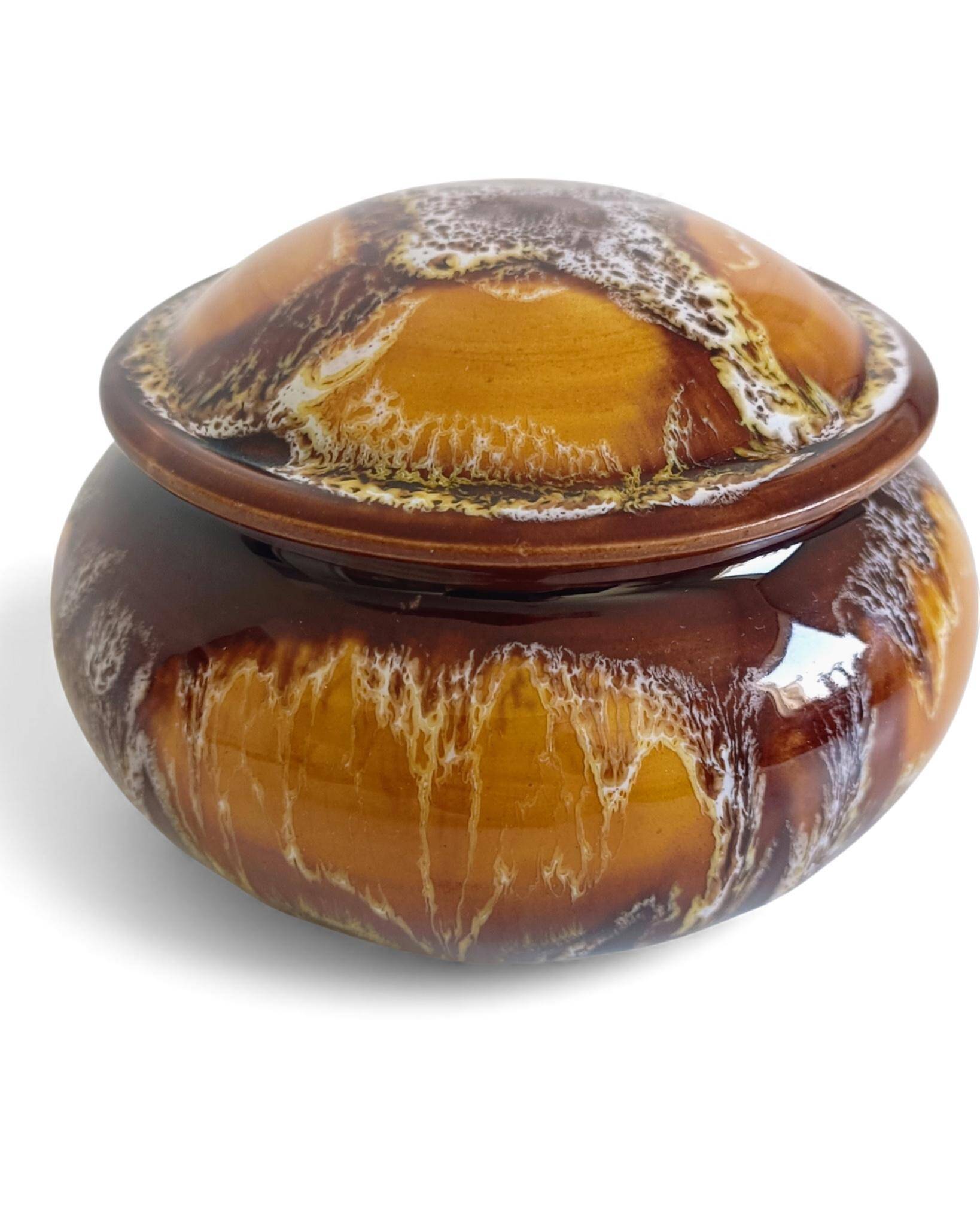 Mid-Century Vallauris Ceramic Box with Earthy Glaze, France, 1950s