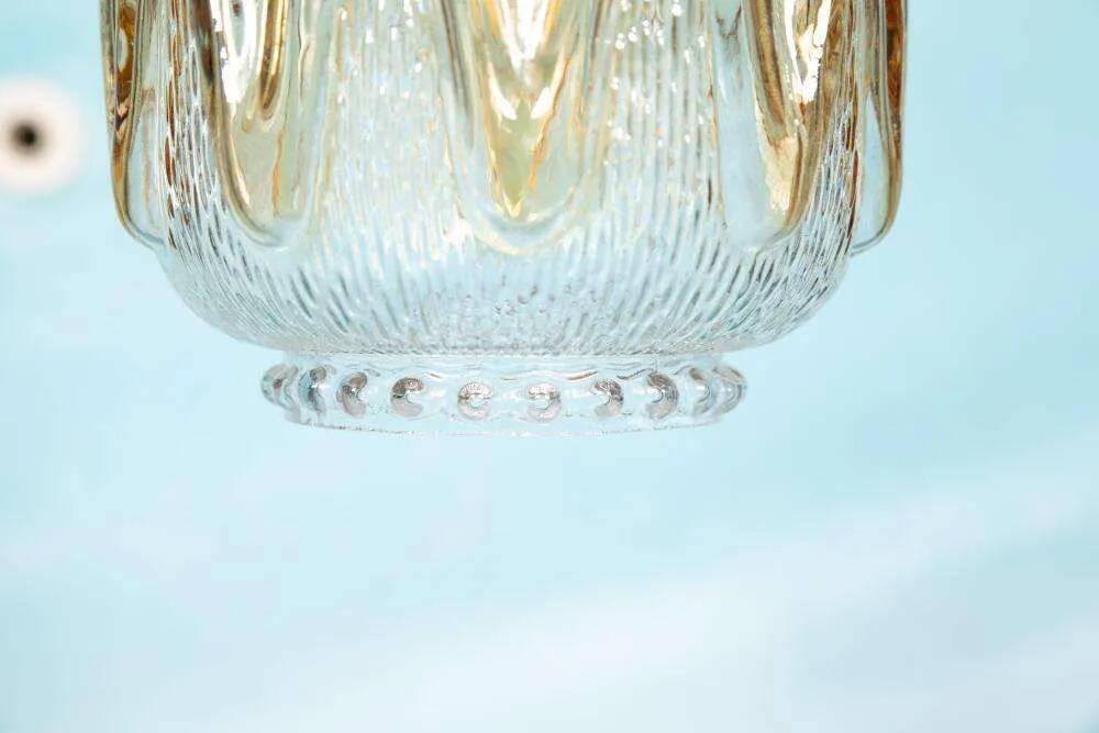 1970s brutalist glass pendant, vintage Swedish pendant.