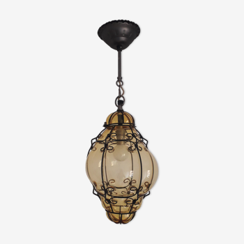 Old Venetian lantern- Blown glass and metal -1960