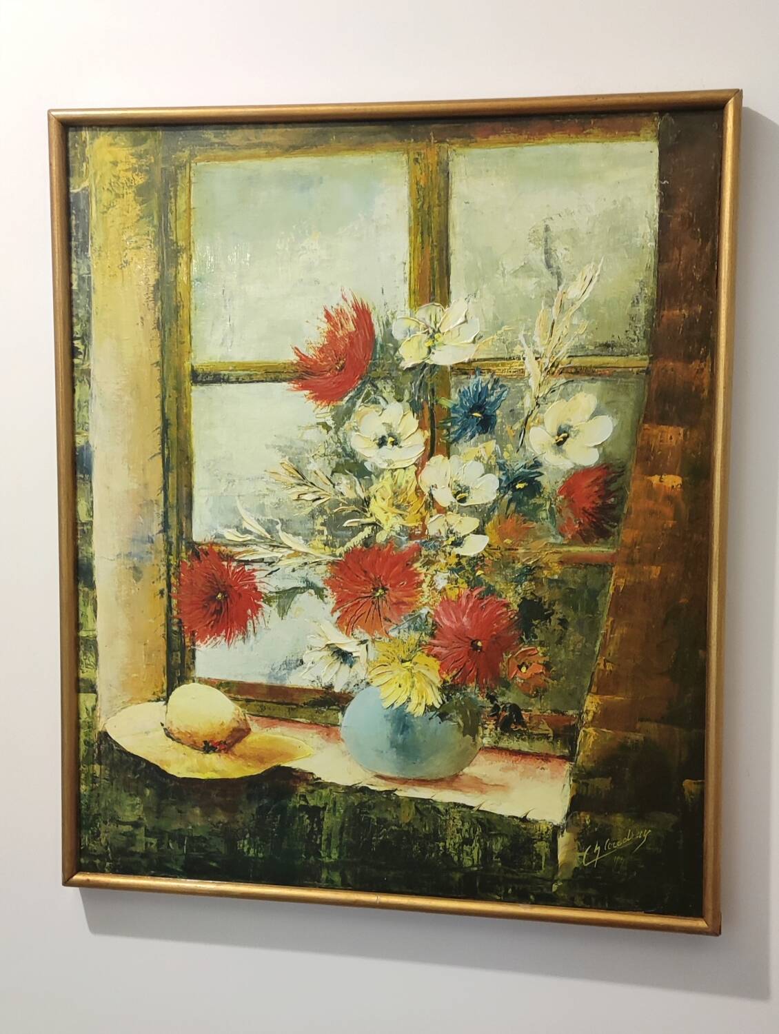 Oil on canvas bouquet of flowers signed