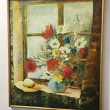 Oil on canvas bouquet of flowers signed