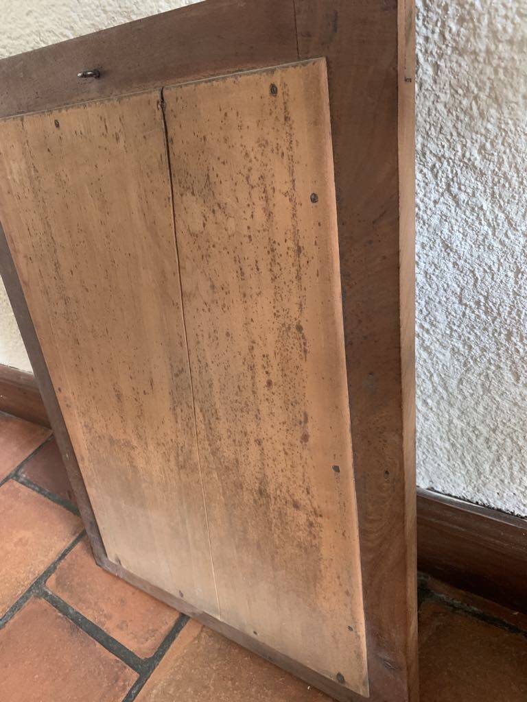Antique mirror with solid wood frame