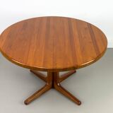 Table à manger ronde en teck danois avec rallonge, années 1970