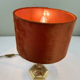 Brass and velvet lamp