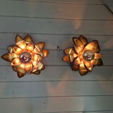 Pair of floral wall sconces in brass, Maison Jansen, 1970