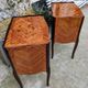 Old pair of large bedside tables in rosewood marquetry Louis XV Style