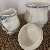 Pot à lait ou crème et sucrier avec couvercle faïence Gien modèle Rouen 32