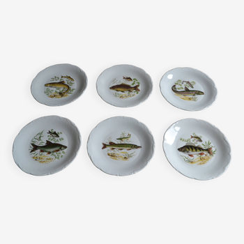 6 assiettes à poisson Porcelaine de Sologne Larchevèque