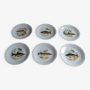 6 fish plates Sologne porcelain Larchevèque