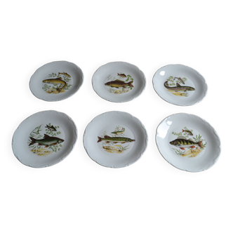 6 assiettes à poisson Porcelaine de Sologne Larchevèque