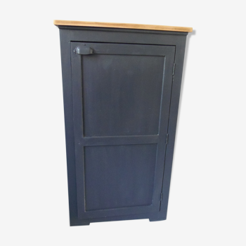 Vintage slate grey indus furniture, 1 door, 3 adjustable shelves, pitchpin top