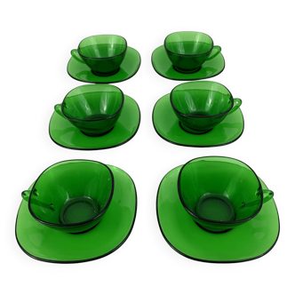 Tasses et coupelles en verre transparent vert