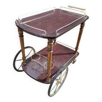Servante desserte a roulante vintage laiton