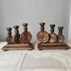 Brutalist turned wood candlestick holders – vintage 50s-60s