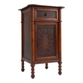 Sculptural Art Deco Nightstand in Dark-Stained Wood, Belgium 1930s